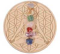 Chakra Crystals Healing Stones Wood Board for Meditation Crystal Therapy Reiki Gift DIY Supplies 1 Set, for Yoga Meditation Decor