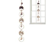 Chakra Crystals Ornaments - 7 Ring Natural Handmade Pendants - Crystal Wall Decor - for Tree Window Holiday Birthday Party Offices Living Room Dormitory Apartment Bathroom Car Bedroom Winter