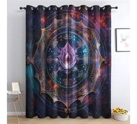 Chakra Curtains for Bedroom Living Room - Galaxy Mandala Blackout Curtains 52 x 84 Inch (Width x Drop), Thermal Insulated Eyelet Curtains & Drapes, Patterned Window Treatments G-#267