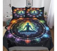 Chakra Duvet Cover Soft Microfiber Bedding Set,Reversible Lightweight Boho Zen Spiritual Quilt Cover 3 Piece with Zipper Closure Luxury Hotel Quality Comforter Cover For Boys Girls Double（200x200cm）