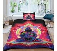 Chakra Easy Care 2 Piece Reversible Pattern Printed Duvet Cover Set With Pillow Cases Microfiber Boho Zen Spiritual Comforter Cover Luxury Hotel Quality Quilt Cover All Seasons Single(135x200cm)