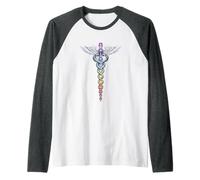 Chakra Energy Caduceus Design - Kundalini Awakening Raglan Baseball Tee
