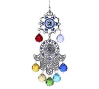 Chakra Energy Crystal Balls Suncatcher Hamsa Hand of Fatima Turkish Blue Evil Eye For Home Garden Window Hanging Decor Lucky Gift