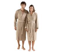 Chakra Floss Unisex Bathrobe - Natural Bamboo & Cotton Blend Comfort, 300 gr/m2 Breathable Shiny Detailed Modern Luxury | M - Dark Beige
