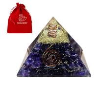 Chakra Healing Crystal Pyramid, Unique Birthday Gifts for Womens, Mom, Love One, Black Tourmaline Orgonite Orgone Pyramid for Meditation, Balance, Positive Energy, Success, Office Desk Décor