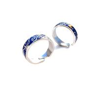 CHAKRA HEALING REIKI CHR 2Pcs Van Gogh Starry Sky Ring Set Couple Adjustable Ring Vintage Starry Moon Opening Ring for Women Men, Adjustable, Copper, No Gemstone