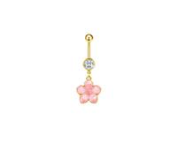 CHAKRA HEALING REIKI CHR Colored Flower Belly Button Ring for Women Shining Zircon Dangle Curved Barbell Belly Piercing Jewelry for Women, 3.2g, Metal Enamel Cubic Zirconia, no gemstone