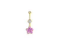 CHAKRA HEALING REIKI CHR Colored Flower Belly Button Ring for Women Shining Zircon Dangle Curved Barbell Belly Piercing Jewelry for Women, 3.2g, Metal Enamel Cubic Zirconia, no gemstone