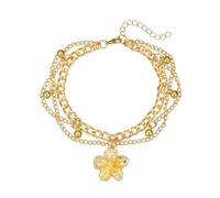 CHAKRA HEALING REIKI CHR Flower Tassel Charm Anklet for Women Layered Boho Floral Ankle Chain Bracelet Adjustable Summer Beach Jewelry Foot Accessories, M, Alloy, no gemstone