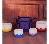 Chakra Lotus Design 432Hz Tuned Set of 7 Quartz Crystal Singing Bowl 6“B+7"A+8"G+9"F+10"E+11"D+12"C for Meditation, Yoga and Relaxation