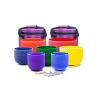 Chakra Note Set of 7pcs CDEFGAB Colored Frosted Quartz Crystal Singing Bowl with 2PCS (Size : 7-12 Random) (6)