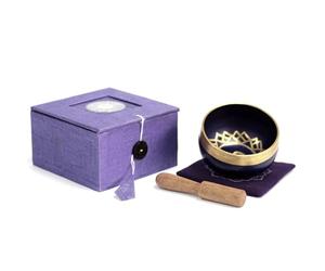 Chakra Singing Bowls with Wooden Striker & Cushion Gift Box Set | Lift Vibration & Frequency; Sound Therapy; Holistic Healing, Meditation & Relaxation Mindfulness Mantra (Crown)