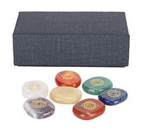 Chakra Stones, 7PCS Crystal Stones Crystals Gemstones with Engraved Chakra Symbol Collection Supplies Craft Accessories with Case