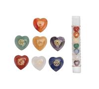 Chakra Stones Set, Chakra Healing Stone, Heart Shaped Chakra Stone Hand Carved Stones Promote Positive Energy Decorative Balancing Reiki Healing (Heart Shaped Chakra Stone with