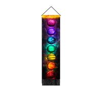 Chakra Tapestry Meditation Wall Scroll Yoga Rug Towels, Bohemian Tassel Hanging Painting, Living Room Hanging Scroll Painting, Seven Chakras Series Decorative Background Tapestry, 12.8 X 51.18 Inch