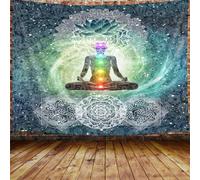 Chakra Tapestry, Seven Chakra Yoga Meditation Zen Decor Small Tapestry Wall Hanging for Bedroom, Hippie Lotus Spiritual Tapestries Poster Beach Blanket College Dorm Home (60W X 40H)