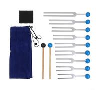 Chakra Therapy Tuning Fork Set with 9 Frequencies from 174 Hz to 963 Hz for Meditation and For Healing Practices, Lightweight Aluminum Construction with Silicone Hammer
