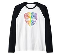 Chakra Tree of Life Shield Design Mindfulness Chakra Raglan Baseball Tee