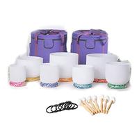 Chakra Tuned Set of 7 Quartz Crystal Singing Bowls for Sound Healing Meditation 6 12 inch Includes Heavy Duty Carrying Cases and Singing Bowl Mallets 440 HZ Frequency