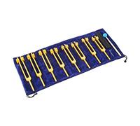 Chakra Tuning Forks Set, 7 Chakras + 1 Soul Purpose Weighted Tuning Forks with Allen Key, Silicone Hammer, Bag, Cleaning Cloth, for Healing, Sound Therapy, Instrument, Balancing, Vibration (Golden)