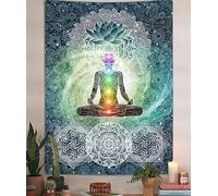 Chakra Vertical Tapestry, Seven Chakra Yoga Meditation Zen Decor Tapestry Wall Hanging for Bedroom, Hippie Lotus Spiritual Tapestries Poster Beach Blanket College Dorm Home (40W X 60H)