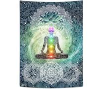 Chakra Vertical Tapestry, Seven Chakra Yoga Meditation Zen Decor Tapestry Wall Hanging for Bedroom, Hippie Lotus Spiritual Tapestries Poster Beach Blanket College Dorm Home (40W X 60H)