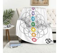 Chakras,Fleece Blanket Throw Size,Colorful Icons Main Chakras,Lightweight Super Soft,Cozy Luxury Bed Blanket,Multicolor,60x50in