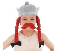 Chaks - Obelix Helmet, Fabric Helmet with Red Braids, Asterix and Obelix, Costume Accessories for Carnival & Comic Con
