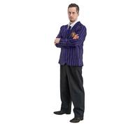 Chaks C4627L Adult Costume Set Wednesday Xavier Thorpe, Striped, Purple, L