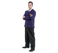 Chaks C4627L Adult Costume Set Wednesday Xavier Thorpe, Striped, Purple, L