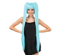 Chaks - Cosplay Wig with Bangs, Two Long Braids, 99 cm, Long Hair Wig for Carnival, Festival