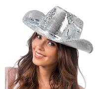 Chaks - Cowboy hat with glitter effect, headpiece for disco, carnival, festival, bachelor parties