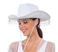 Chaks - Cowgirl hat ladies with rhinestone fringes, cowboy hat for carnival, festival accessory