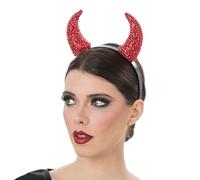 Chaks - Devil Headband with Glittering Horns in Red or Black, Costume Accessories for Halloween and Carnival