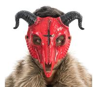 Chaks - Devil Mask with Horns, Half Mask with Cross Symbol, Costume Accessories for Halloween, Carnival & Horror Party