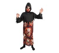 Chaks - Flame Skull Costume for Adults, 2-Piece with Hood & Mask, Scary Costume for Halloween and Carnival