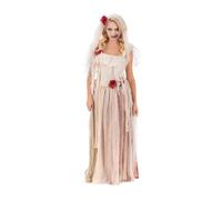 Chaks Ghost Bride Costume Cristina for Women with Veil Cream Red (M)