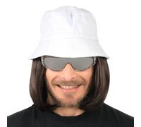 Chaks - Hat with Wig, Fisherman Hat with Attached Shoulder Length Hair for Carnival, Festival, Theme Party