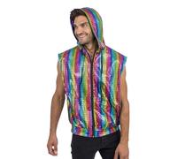 Chaks - Hooded cardigan, colourful glitter pattern, zip, jacket, costume outfit for carnival and festival
