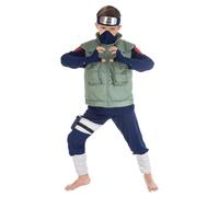 Chaks - Kakashi Hatake Costume Boys Official Naruto Outfit with Accessories, 8-Piece Anime Set for Carnival & Comic Con