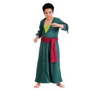 Chaks One Piece Pirate Lorenor Zoro Costume for Children Size 128-152 Anime Carnival Cosplay One Piece (128), Green