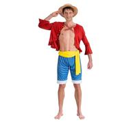 Chaks - Luffy costume, anime cosplay set, cosplay | Official One Piece Outfit, 4 Piece Set Includes Jacket, Trousers, Belt and Straw Hat