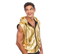 Chaks - Mottoparty Metallic Sleeveless Hooded Jacket with Zipper for Festival Party Disco