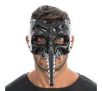 Chaks - Plague Mask Doctor in Black, Beak Mask, Medieval, Horror Costume Accessories for Halloween and Carnival
