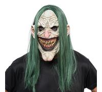 Chaks - Psycho Mask with Hair, Grinning Horror Clown with Teeth, Costume Accessories for Halloween and Carnival