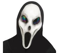Chaks Rainbow Eye Ghost Mask - Spooky Horror Face Mask with Iridescent Lens Effect - Lightweight Plastic Halloween & Carnival Costume Accessory for Adults - Scary Fancy Dress Mask