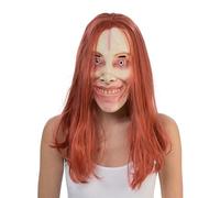 Chaks - Scary Mask with Red Hair, Latex Mask with Long Hair Wig, Costume Accessories for Halloween and Carnival