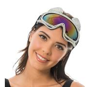 Chaks - Ski Goggles with Cat Ears, Glitter Rhinestone Glasses for Women, Accessories for Carnival, Après Ski, Festival