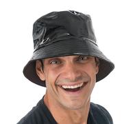 Chaks - Vinyl Fisherman Hat, Black Bucket Hat with Gloss, Cap for Festival, Carnival, Theme Party