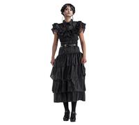 Chaks - Wednesday Ball Gown Costume for Adults, Dress and Belt in Black, Outfit for Halloween and Carnival